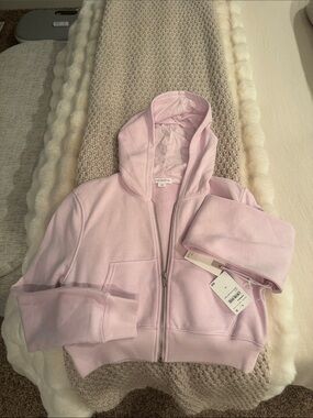 Good American Pink Zip-Up Hoodie Jacket